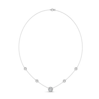 Collana satellite in oro bianco con diamante da 2,00 carati coltivato in laboratorio