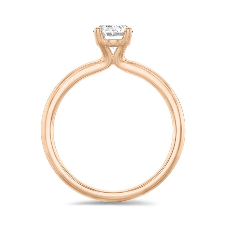 Anello solitario da 1,00 carati con diamante ovale coltivato in laboratorio in oro rosso