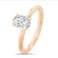 Anello solitario da 1,20 carati con diamante ovale in oro rosso