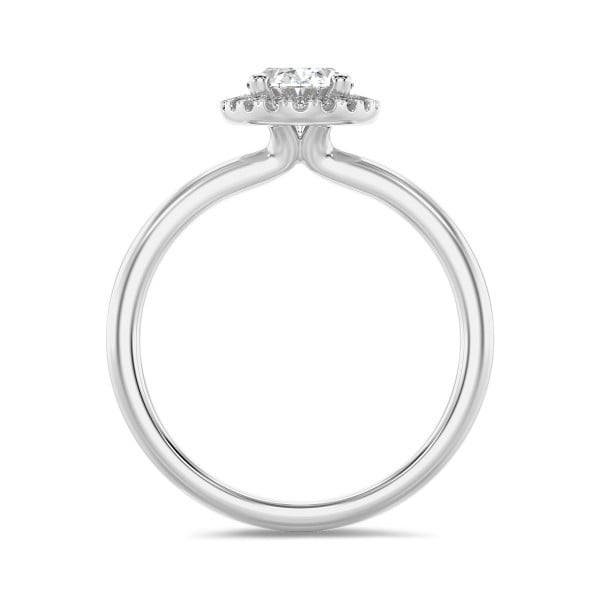 Anelli di fidanzamento - Anello solitario halo da 2,00 carati con diamante ovale in oro bianco con diamanti rotondi