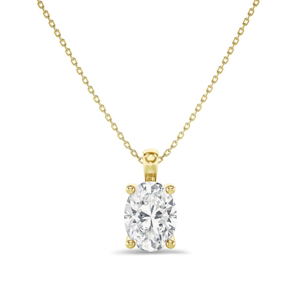 Collane - Pendente con diamante solitario da 1,00 carati, taglio ovale, , in oro giallo