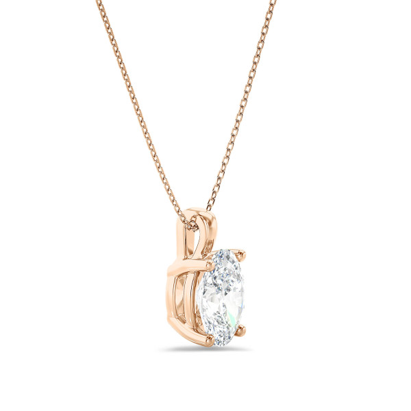 Search all PLP - Pendente con diamante solitario da 1,00 carati, taglio ovale, coltivato in laboratorio, in oro rosso