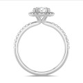 Anello solitario halo da 1,00 carati in oro bianco con diamanti tondi