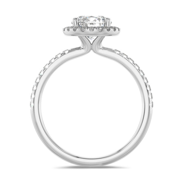 Anello solitario halo da 1,50 carati in oro bianco con diamanti tondi coltivati in laboratorio
