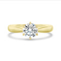 Anello solitario da 1,20 carati in oro giallo con diamante tondo