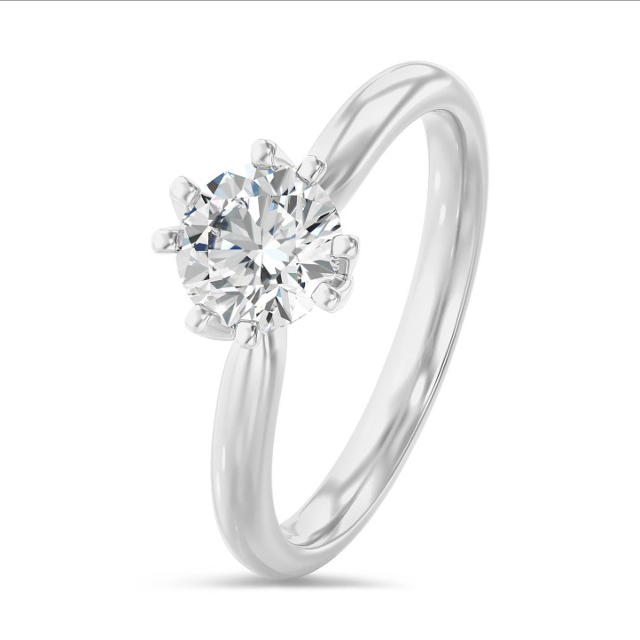 Anello solitario da 1,00 carati con diamante sintetico in oro bianco