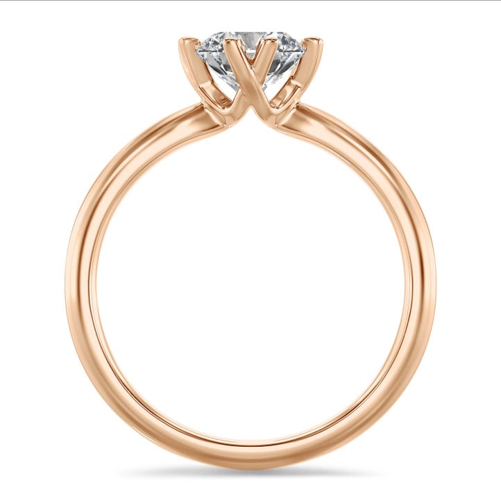 Anello solitario da 1,00 carati con diamante sintetico in oro rosso