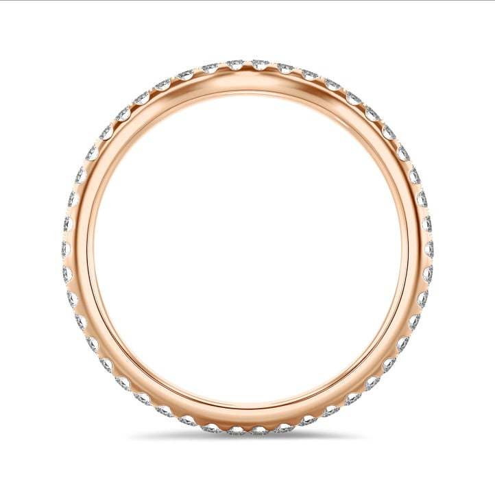 Anello eternity con diamante ricavato in laboratorio e curvato da 0,45 carati (con castone completo) in oro rosso