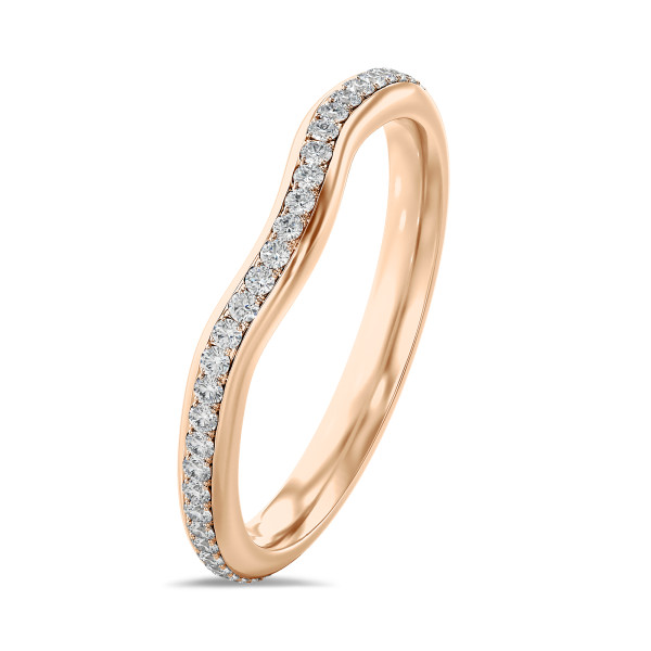 Anello eternity con diamante e curvato da 0,41 carati (con castone completo) in oro rosso