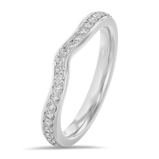 Anello eternity con diamante ricavato da laboratorio curvo da 0,20 carati (semi-montato) in oro bianco