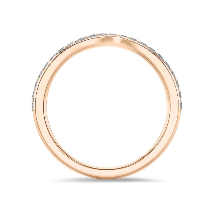 Anello eternity con diamante ricavato da laboratorio curvo da 0,20 carati (semi-montato) in oro rosso