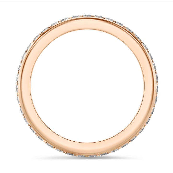 Anello eternity con diamante da 0,55 carati coltivato in laboratorio (con castone completo) in oro rosso