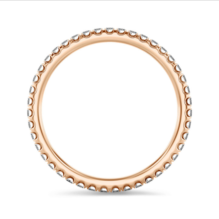 Anello eternity da 0,55 carati (con castone a tutto giro) in oro rosso con diamanti tondi