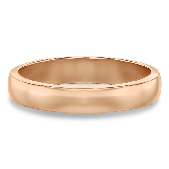 Fede nuziale con superficie leggermente bombata di 4,00 mm in oro rosso