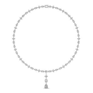 Collana con diamante da 24,70 carati coltivato in laboratorio in oro bianco con pendente staccabile