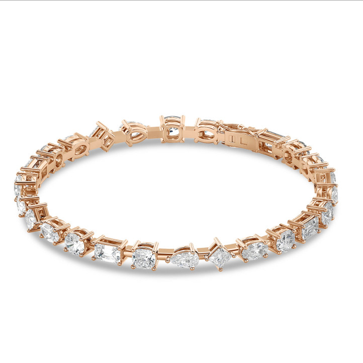 Bracciale con diamante da 7,50 carati coltivato in laboratorio in oro rosso