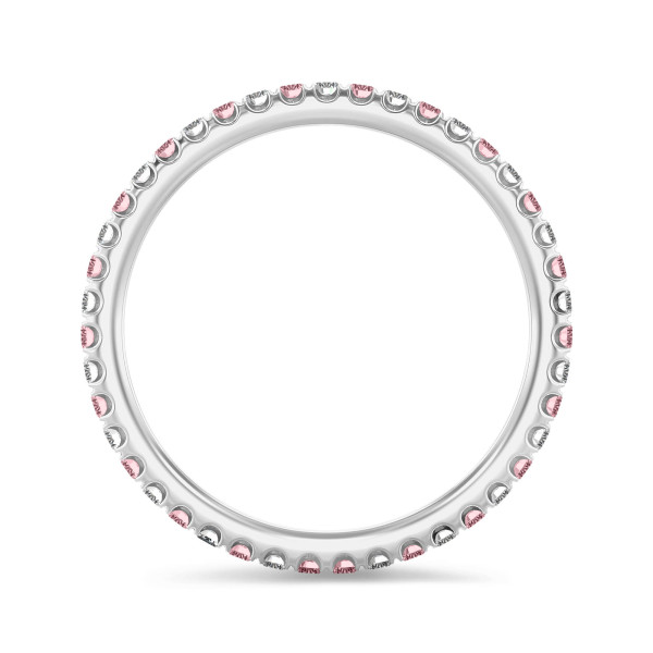 Search all PLP - Anello eternity da 0,55 carati (con castone a tutto giro) in oro bianco con diamanti rosa e bianchi rotondi