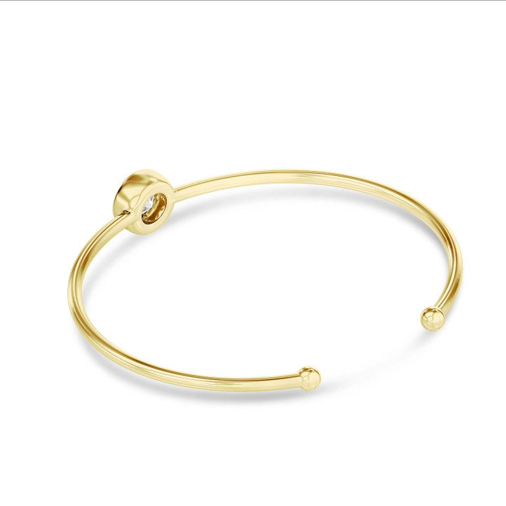 Bracciale rigido in oro giallo con diamante da 1,00 carati coltivato in laboratorio