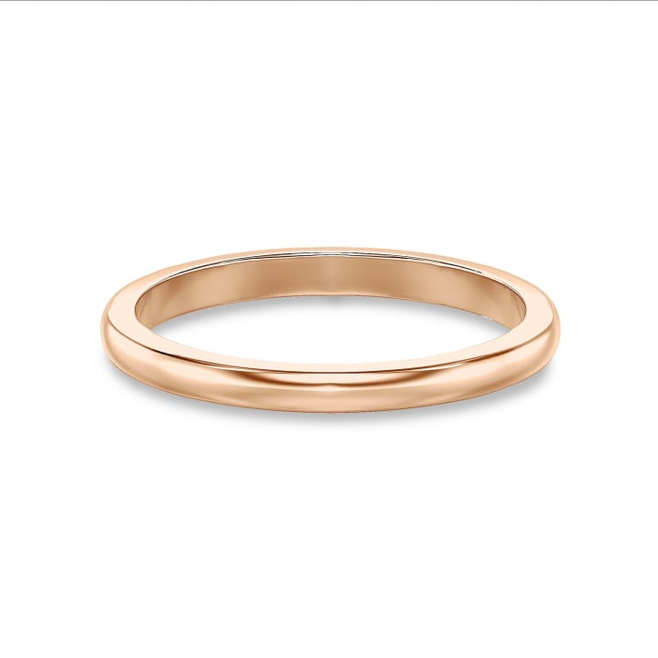 Fede nuziale con superficie leggermente bombata di 2,00 mm in oro rosso