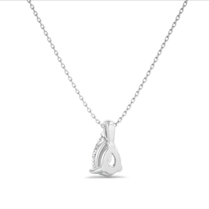 Pendente con diamante solitario da 5,00 carati tagliato a goccia e coltivato in laboratorio, in oro bianco