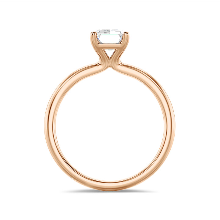 Anello solitario da 5,00 carati con diamante taglio smeraldo coltivato in laboratorio in oro rosso