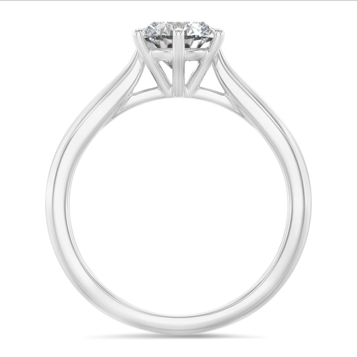 Anello solitario da 5,00 carati in oro bianco con diamante rotondo