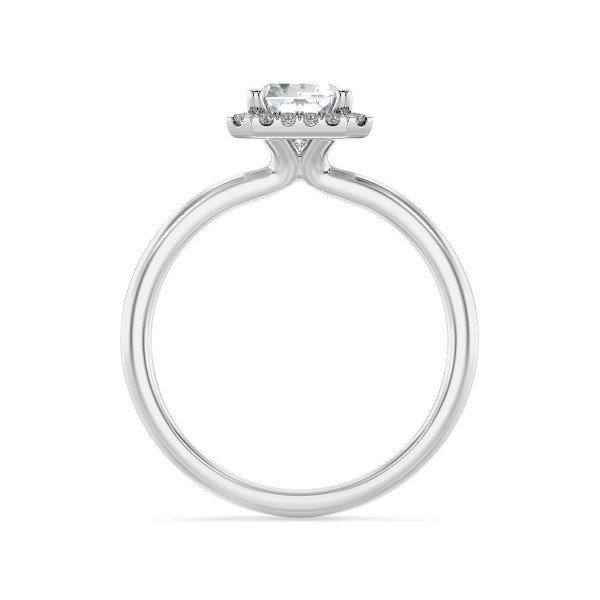 Anello solitario halo da 3,00 carati con diamante taglio brillante coltivato in laboratorio in oro bianco e diamanti tondi coltivati in laboratorio