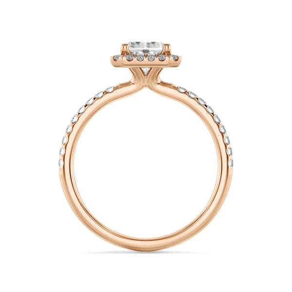 Search all PLP - Anello solitario halo da 1,50 carati con diamante a taglio brillante coltivato in laboratorio in oro rosso e diamanti tondi coltivati in laboratorio