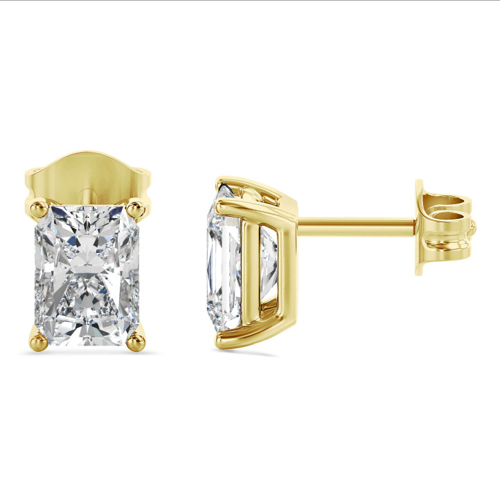 Orecchini solitari da 4,00 carati in oro giallo con diamanti taglio brillante