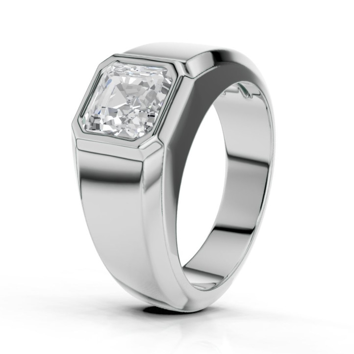 Anello con sigillo da 2,00 carati con diamante taglio asscher in platino