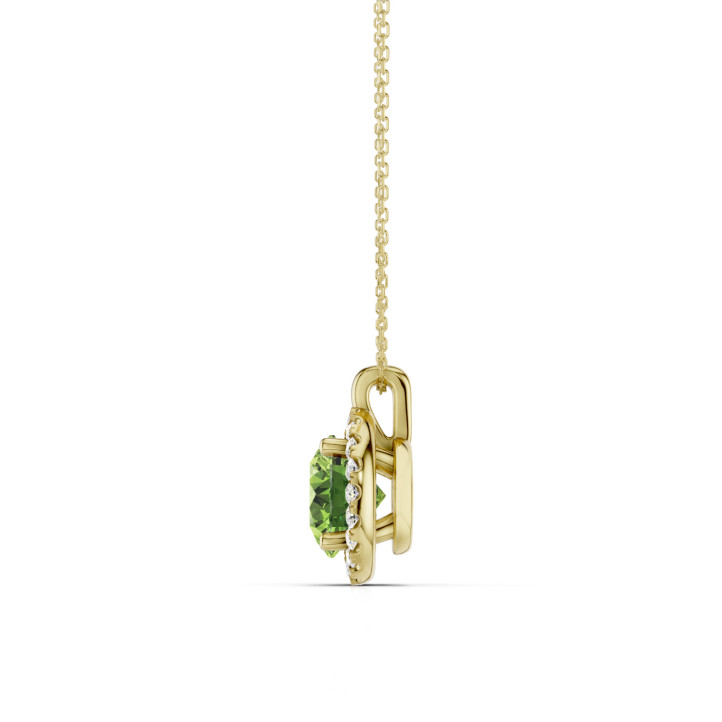 Collana con diamante sintetico Fancy Vivid Green da 1,00 carati con montatura a corona in oro giallo