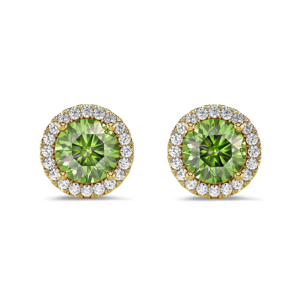 Orecchini - Orecchini con diamanti Fancy Vivid Green da 2,00 carati in oro giallo