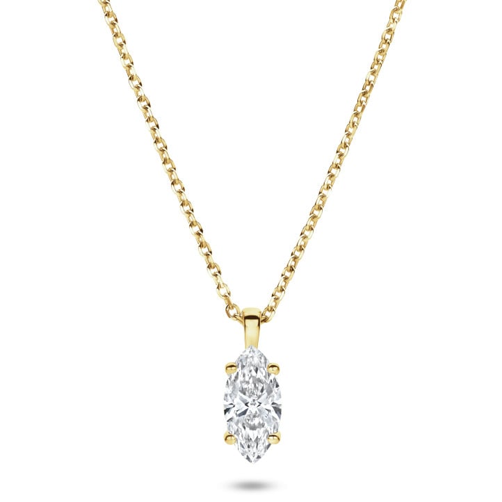 Pendente con diamante solitario da 2,00 carati tagliato a Marquise, , in oro giallo