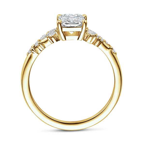 Anelli - Anello solitario con cluster da 2.00 carati in oro giallo con diamante taglio radiant