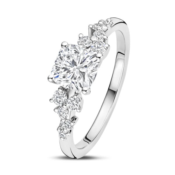 Anelli - Anello solitario con diamante taglio cuscino da 1.50 carati in oro bianco