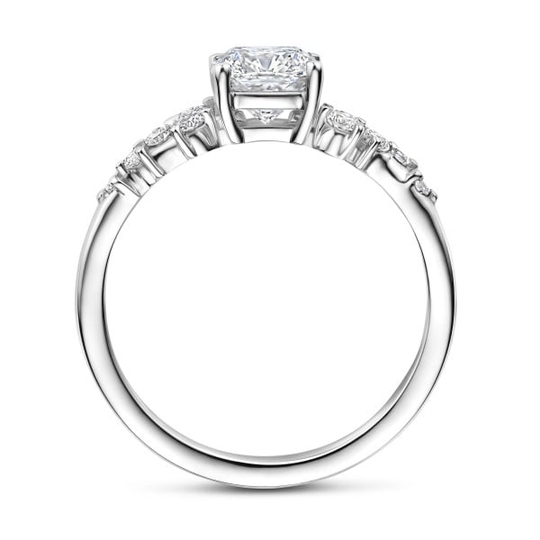 Anelli - Anello solitario con diamante taglio cuscino da 1.50 carati in oro bianco