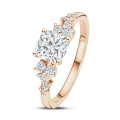 Anello solitario con diamante taglio cuscino da 2.00 carati in oro rosso