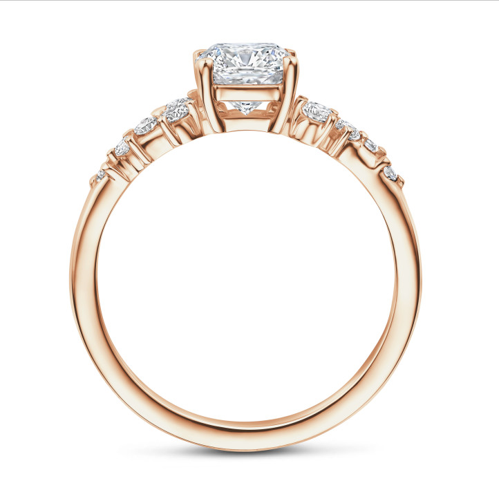 Anello solitario con diamante taglio cuscino da 2.00 carati in oro rosso