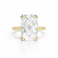 Anello con diamante unico nel suo genere da 10,14 ct, coltivato in laboratorio, taglio Old Mine Cushion allungato, in oro giallo