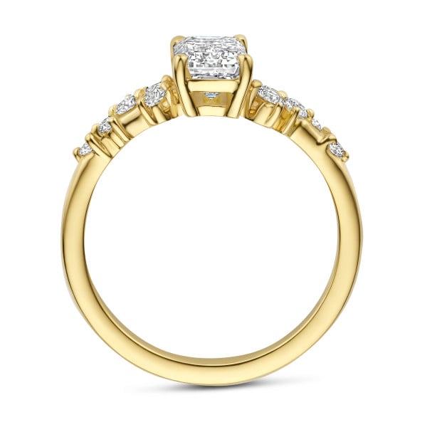 Anelli - Anello solitario con diamante taglio smeraldo da 2.00 carati in oro rosso
