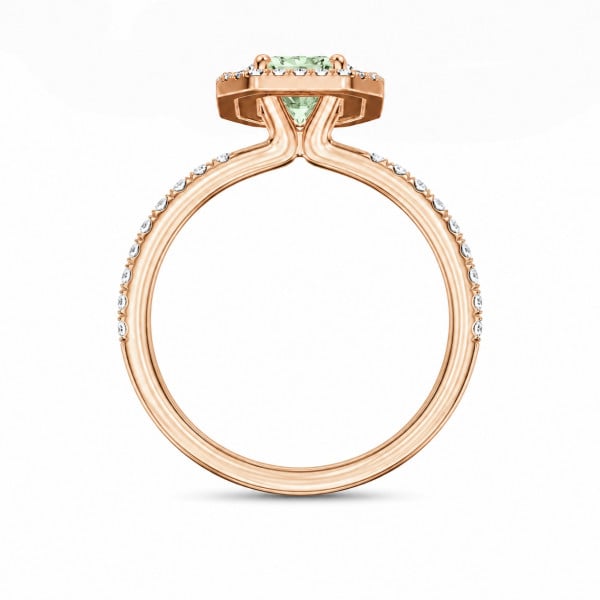 Anelli di fidanzamento - Anello con doppio halo da 1,20 carati con diamante Fancy-Vivid Green taglio radiant sintetico in oro rosso