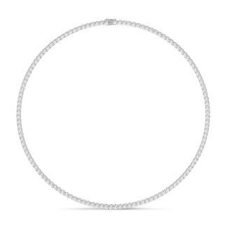 リヴィエールネックレス、14.60カラットの人工ダイヤモンド（ホワイトゴールド）