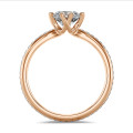3.00カラットのソリティアダイヤモンドリング、レッドゴールド、ラウンドダイヤモンド（フルセット）