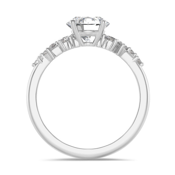 婚約指輪 - 1.00 carat solitaire cluster ring in white gold with a round diamond