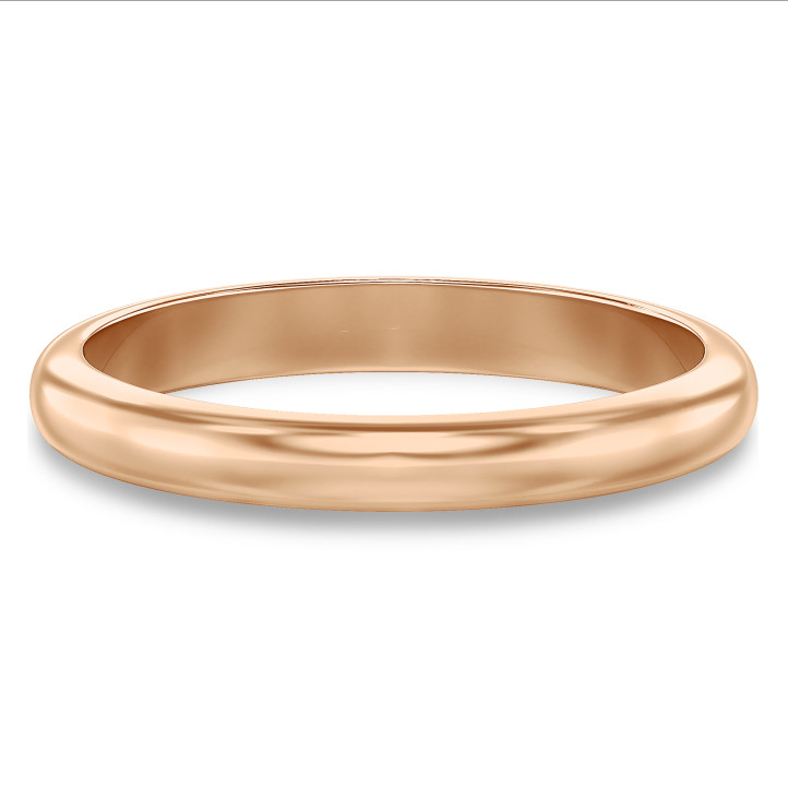 表面が3.00mmのドーム状に盛り上がったレッドゴールドの結婚指輪