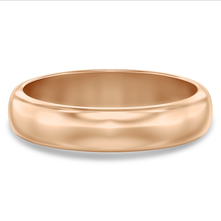 レッドゴールド製、表面がドーム状に盛り上がった厚さ5.00mmの結婚指輪