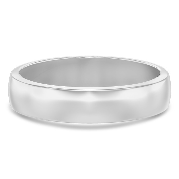 プラチナ製で表面がわずかにドーム型の厚さ5.00mmの結婚指輪