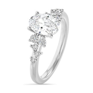 1.00 carat solitaire cluster ring in white gold with oval diamond