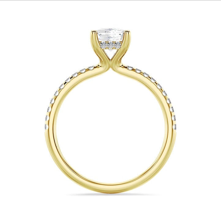 1.00カラットのソリティアリング、ダイヤモンド、イエローゴールドの隠れたハロー付き