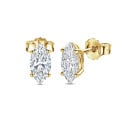 3.00カラットのソリティア、ダイヤモンド、イエローゴールドのピアス